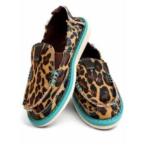 Ariat Kids Leopard Print Cruiser Slip On Moc Toe Shoes Size 8 Western Cowgirl